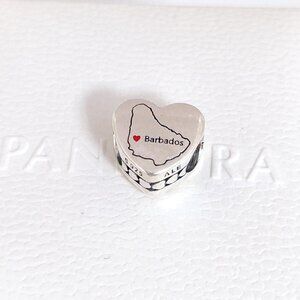 Pandora Barbados Map Heart Charm Bead S925 Silver with box